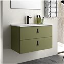 Mobile bagno sospeso colore verde oliva 2 cassetti Invicta 60x45x48H