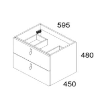 Mobile bagno sospeso colore cappuccino 2 cassetti Invicta 60x45x48H