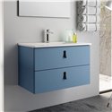 Mobile bagno sospeso colore blu 2 cassetti Invicta 60x45x48H