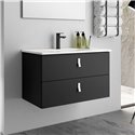 Mobile bagno sospeso colore nero 2 cassetti Invicta 80x45x48H