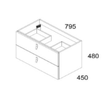 Mobile bagno sospeso colore cappuccino 2 cassetti Invicta 80x45x48H