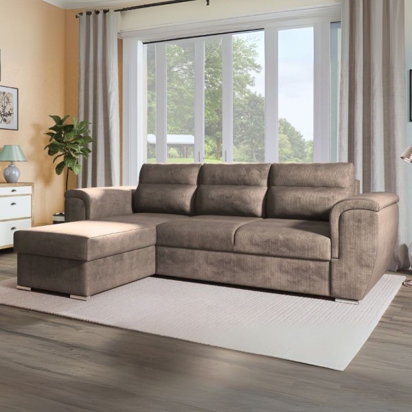 Divano Kendall2 penisola reversibile letto estraibile colore cappuccino 273x177x95H Divano Kendall2 penisola reversibile letto estraibile colore cappuccino 273x177x95H