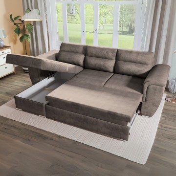 Divano Kendall2 penisola reversibile letto estraibile colore cappuccino 273x177x95H