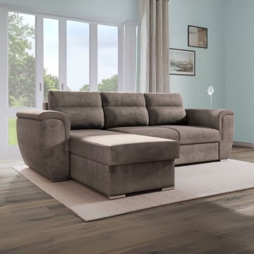Divano Kendall2 penisola reversibile letto estraibile colore cappuccino 273x177x95H