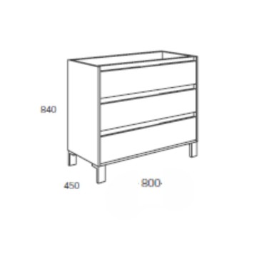 Mobile bagno Bolton colore bianco 80x45x84H con 3 cassetti: design moderno e funzionalità senza compromessi
