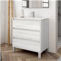 Mobile bagno Bolton colore rovere grigio 80x45x84H con 3 cassetti: design moderno e funzionalità senza compromessi
