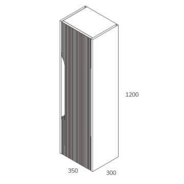 Colonna bagno sospesa Soho colore azzurro opaco effetto cannettato 35x30x120H