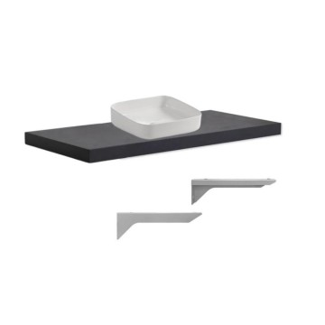 Mensolone da bagno antracite 120x47 con lavabo da appoggio bianco: minimalismo e funzionalità per un bagno moderno