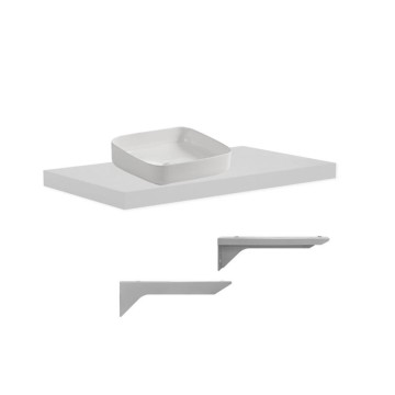 Mensolone da bagno bianco 100x47 con lavabo da appoggio bianco: minimalismo e funzionalità per un bagno moderno