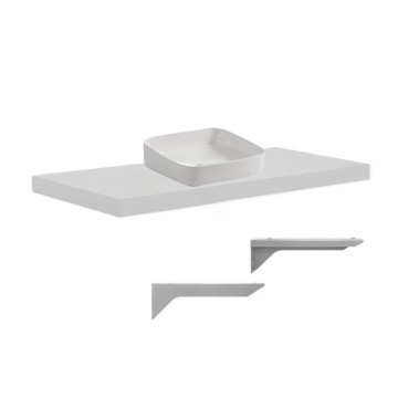 Mensolone da bagno bianco 120x47 con lavabo da appoggio bianco: minimalismo e funzionalità per un bagno moderno