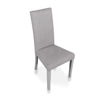 Sedia rivestita in tessuto grigio Nancy