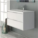Mobile bagno sospeso Bolton colore bianco laccato lucido 60x45x48H 2 cassetti: design moderno e funzionalità