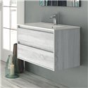 Mobile bagno sospeso Bolton colore rovere grigio ghiaccio 60x45x48H 2 cassetti: design moderno e funzionalità