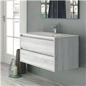 Mobile bagno sospeso Bolton colore rovere grigio ghiaccio 80x45x48H 2 cassetti: design moderno e funzionalità