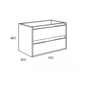 Mobile bagno sospeso Bolton colore rovere grigio ghiaccio 80x45x48H 2 cassetti: design moderno e funzionalità