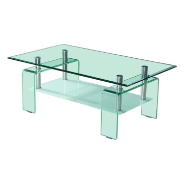 Tavolino con due ripiani in vetro Crystal 100x60x39h