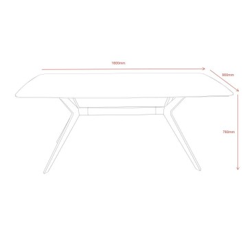Tavolo fisso piano ceramica effetto marmo nero opaco Callista 160x90x76H