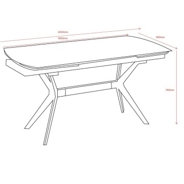 Tavolo allungabile piano ceramica effetto marmo bianco lucido Riley 160x90x76H