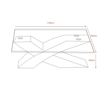 Tavolino da salotto Shiva piano in vetro e base bianca a incrocio 110x60x45H