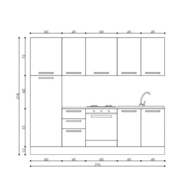 Cucina moderna con elettrodomestici inclusi 255 cm iron e spatolato - Licola