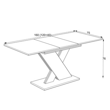 Tavolo allungabile cemento e nero 120x75 cm - Axi
