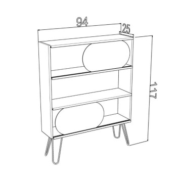 Libreria con ripiani noce e gambe nere 94x117H cm - Illia