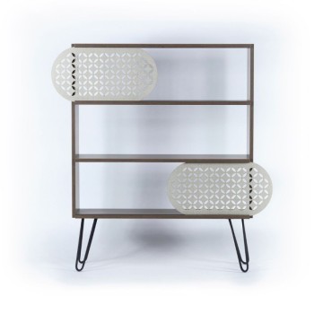 Libreria con ripiani noce e gambe nere 94x117H cm - Illia