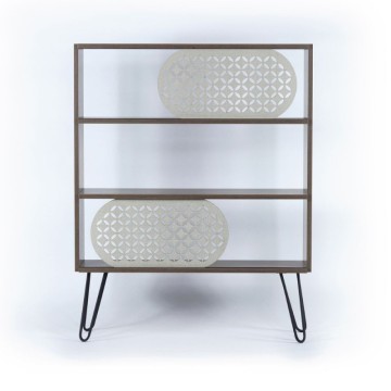 Libreria con ripiani noce e gambe nere 94x117H cm - Illia