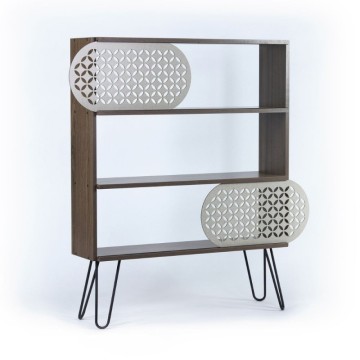 Libreria con ripiani noce e gambe nere 94x117H cm - Illia