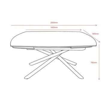 Tavolo allungabile piano ceramica effetto marmo bianco opaco Astrid 140x90x76H
