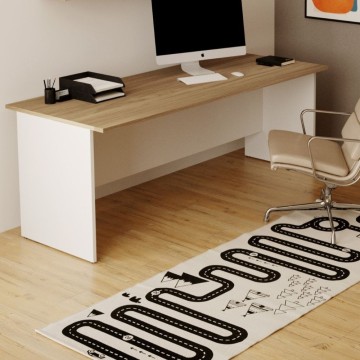 SCRIVANIA IBISCO DA L.160 CM COLORE  STRUTTUTA BIANCO FRASSINATO PIANO NOCE NATURALE