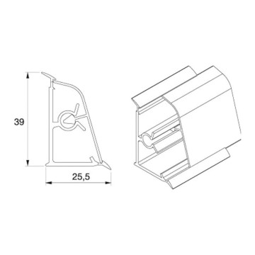 Alzatina becco di civetta in pvc faggio chiaro 500x2.5x3.9H