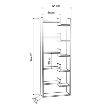 Libreria Legno 61x162h Rovere e Antracite | Toscohome