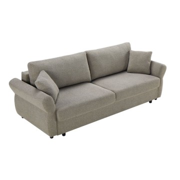Divano Letto con topper Loki colore tortora 245x105x92H