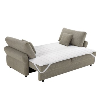 Divano Letto con topper Loki colore tortora 245x105x92H