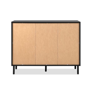 Madia moderna 3 ante e 4 cassetti nero con listelli rovere Monza 51C 160x40x90H