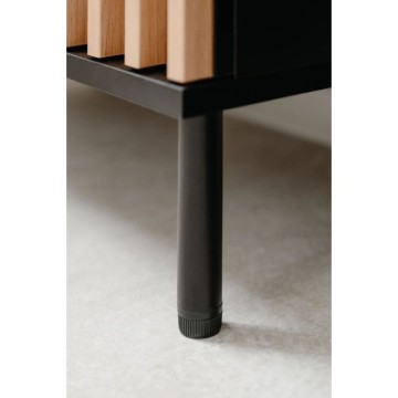 Madia moderna 3 ante e 4 cassetti nero con listelli rovere Monza 51C 160x40x90H