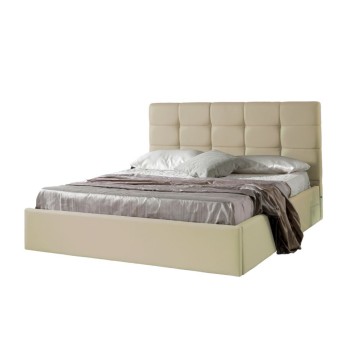 Letto matrimoniale contenitore ecopelle crema Prima 174x208x107H