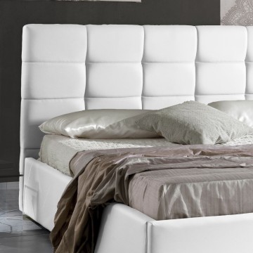 Letto matrimoniale contenitore ecopelle bianco Prima 174x208x107H