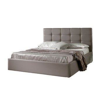 Letto matrimoniale contenitore ecopelle tortora Prima 174x208x107H