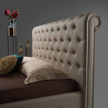 Letto matrimoniale contenitore ecopelle tortora Peninsula 180x233x120H