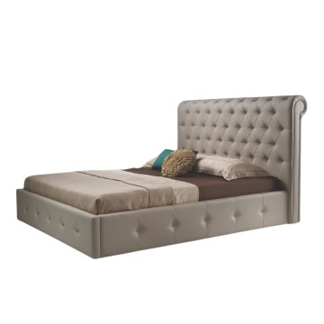 Letto matrimoniale contenitore ecopelle tortora Peninsula 180x233x120H