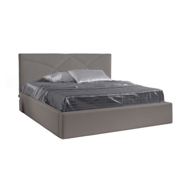 Letto matrimoniale contenitore ecopelle tortora Fiore 185x210x108H