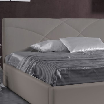 Letto matrimoniale contenitore ecopelle tortora Fiore 185x210x108H