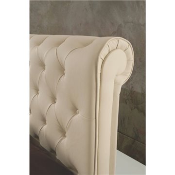 Letto matrimoniale con contenitore e testiera colore crema - Peninsula