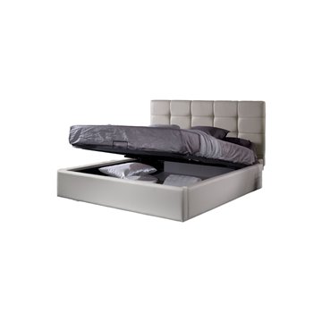 Letto matrimoniale contenitore ecopelle sabbia Prima 174x208x107H