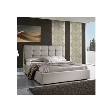 Letto matrimoniale contenitore ecopelle sabbia Prima 174x208x107H