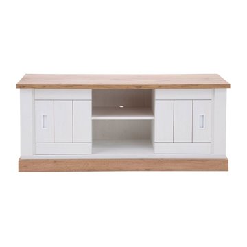 Mobile porta TV colore pino bianco e rovere vano a giorno e 2 ante scorrevoli AnthonyIII 145x46x60H