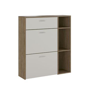 Scarpiera Takimi columella e cashmere 2 ante a ribalta e cassetto 90x26x101,5H