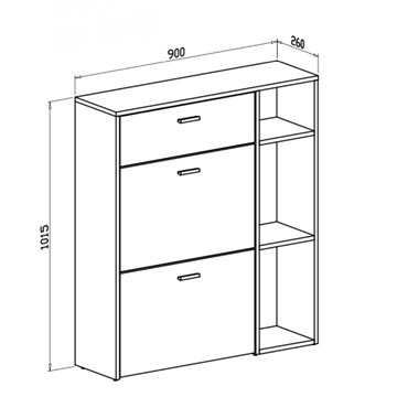 Scarpiera Takimi columella e cashmere 2 ante a ribalta e cassetto 90x26x101,5H